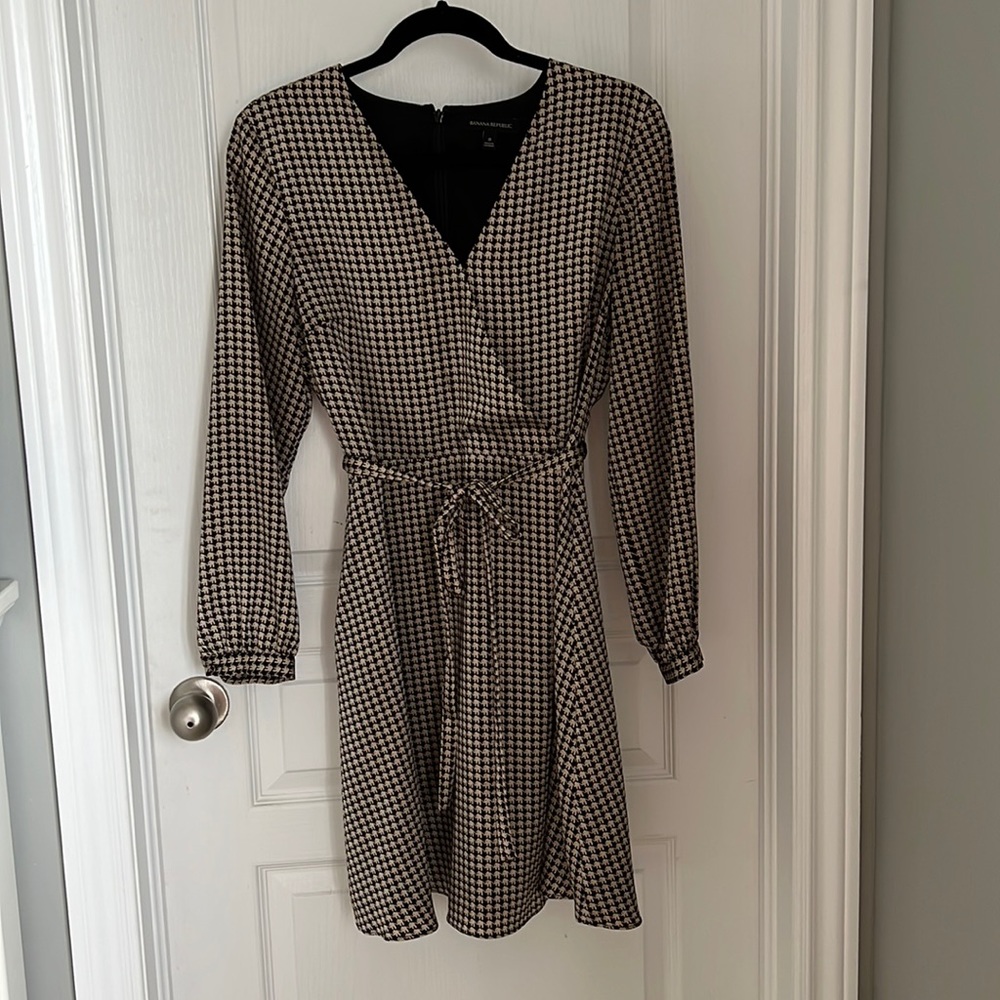 Elephant pattern knee length wrap top dress with bell sleeves - very flattering
